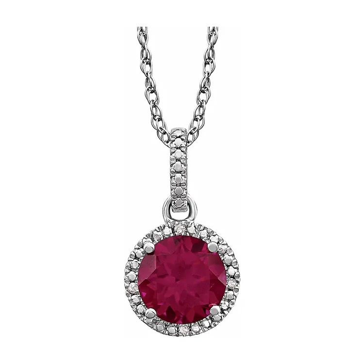 Birthstone Necklace, Rhodium-Plated Sterling Silver, Diamond Halo-Style - 652051 POPULAR CHOICE - Image 6