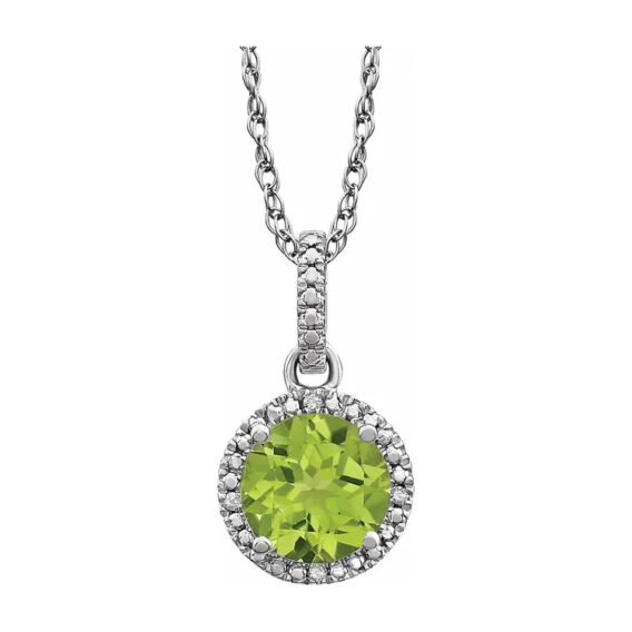 Birthstone Necklace, Rhodium-Plated Sterling Silver, Diamond Halo-Style - 652051 POPULAR CHOICE - Image 7