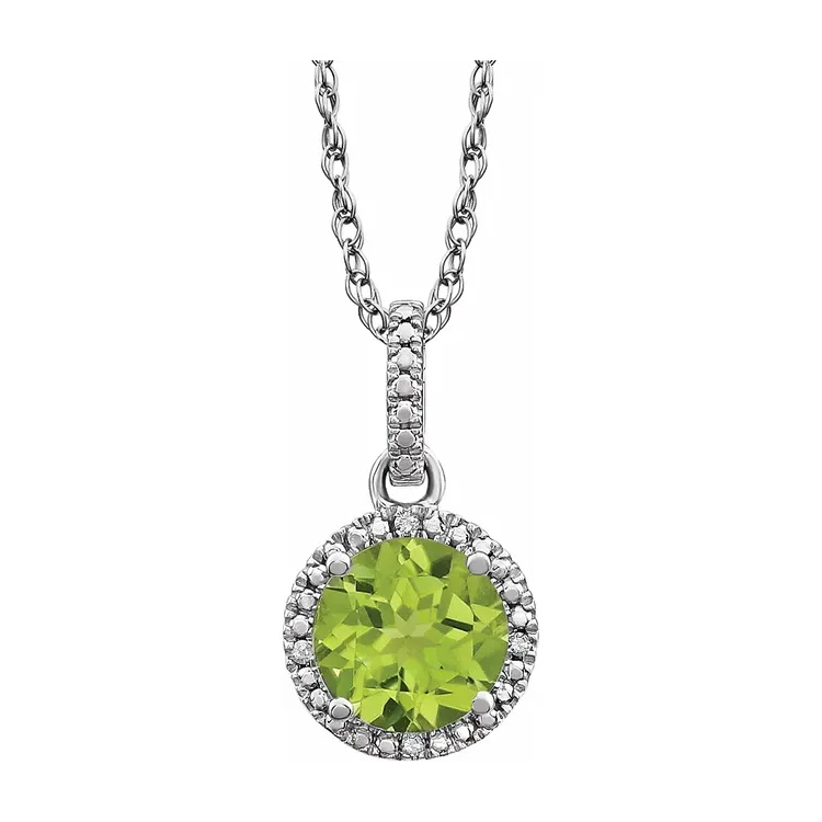 Birthstone Necklace, Rhodium-Plated Sterling Silver, Diamond Halo-Style - 652051 POPULAR CHOICE - Image 7