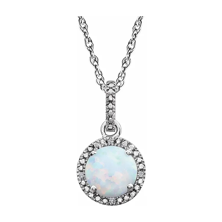 Birthstone Necklace, Rhodium-Plated Sterling Silver, Diamond Halo-Style - 652051 POPULAR CHOICE - Image 8