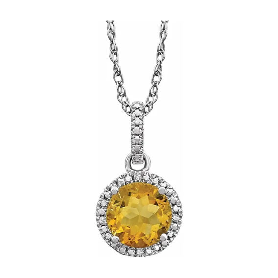 Birthstone Necklace, Rhodium-Plated Sterling Silver, Diamond Halo-Style - 652051 POPULAR CHOICE - Image 9