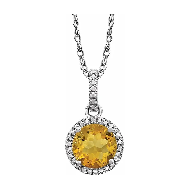Birthstone Necklace, Rhodium-Plated Sterling Silver, Diamond Halo-Style - 652051 POPULAR CHOICE - Image 9