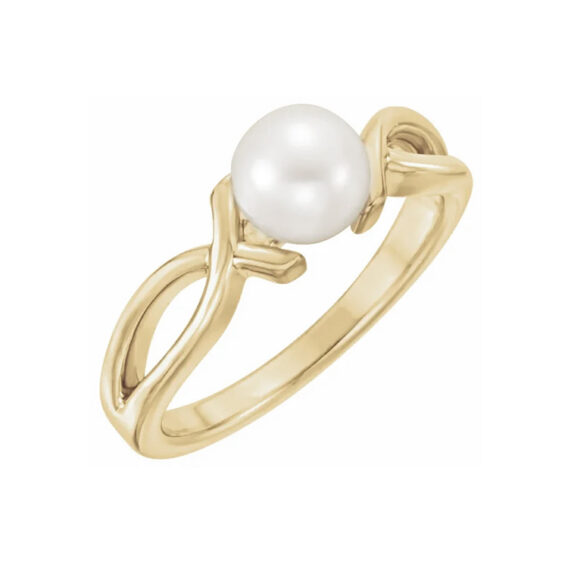 Pearl Ring. Cultured White Freshwater Pearl - 6487