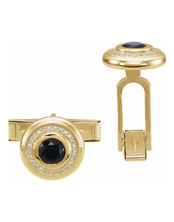 1/8 CTW Natural Diamond Accented Black Onyx Cufflinks - 86426