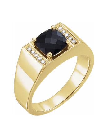 Mens Black Onyx Diamond Ring 9838