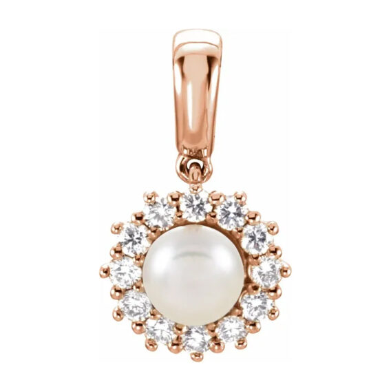 Pearl Pendant, Diamond Halo-Style - 85951 - Image 4