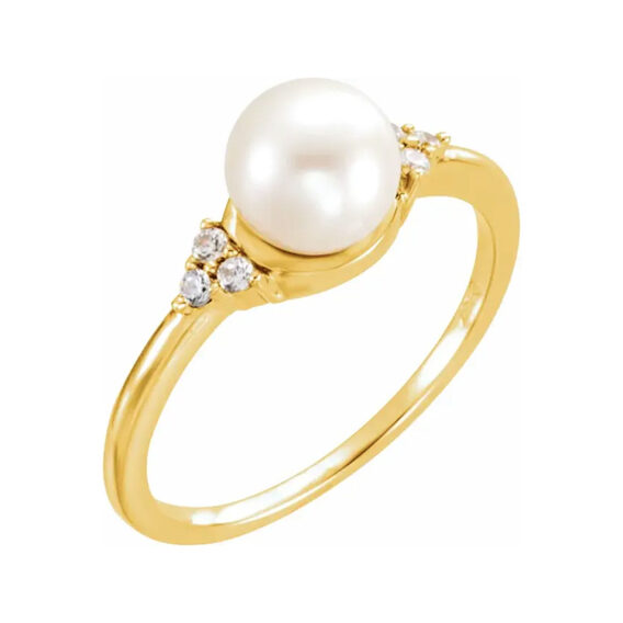Pearl Ring, Diamond Accented Style - 67462 - Image 3