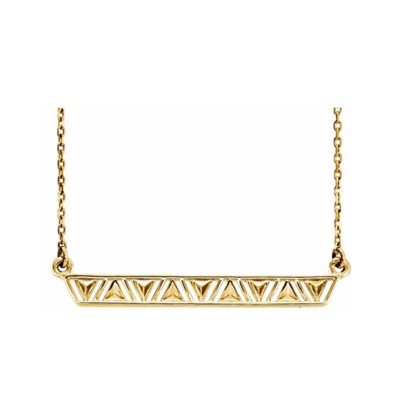 Bar Necklace, Triangular Designs on Bar - 86534