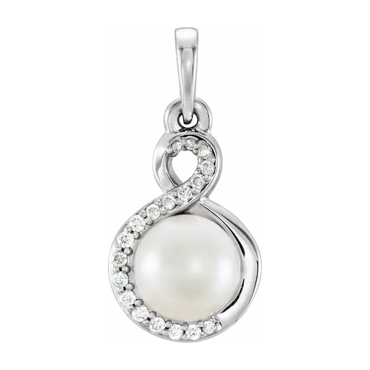 Pearl Pendant, Diamond Accented Style - 86573 - Image 3
