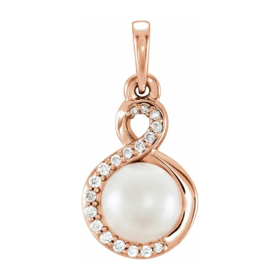 Pearl Pendant, Diamond Accented Style - 86573 - Image 4