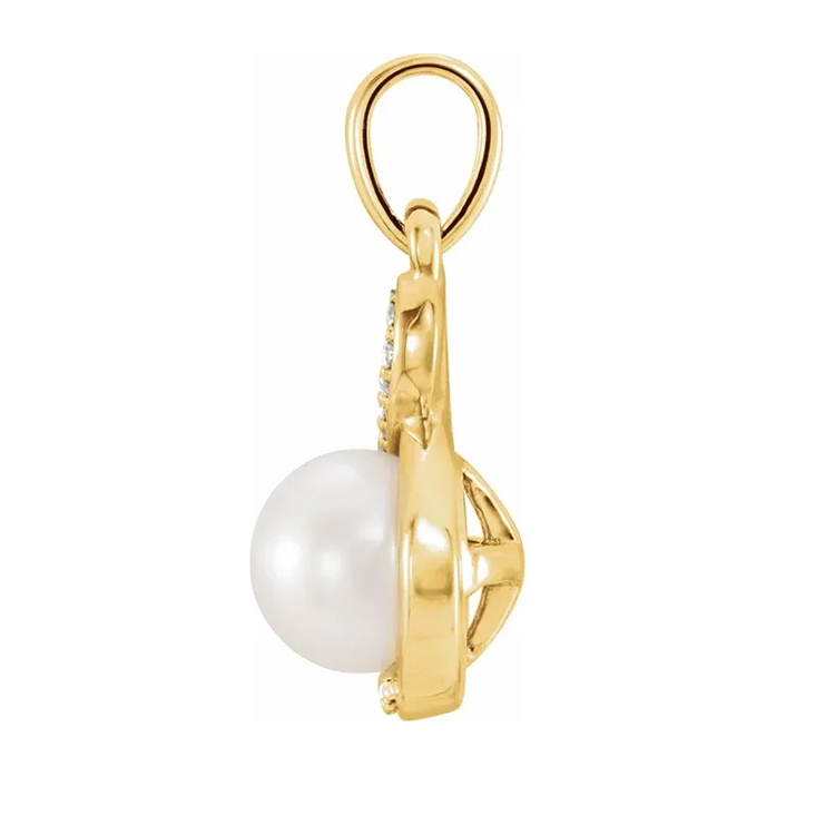 Pearl Pendant, Diamond Accented Style - 86573 - Image 2
