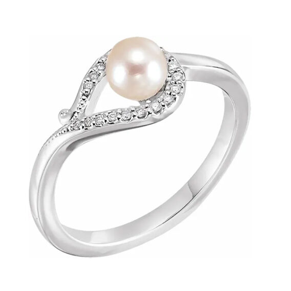 Pearl Ring, Diamond Accents - 6501 - Image 3