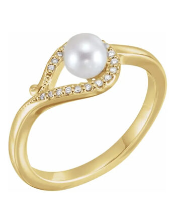 Pearl Ring, Diamond Accents - 6501