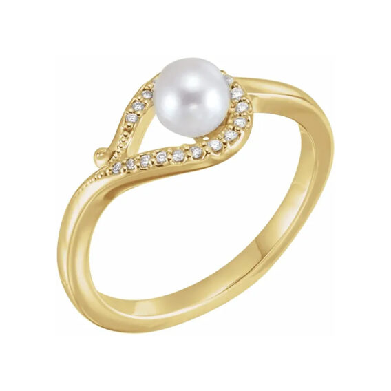 Pearl Ring, Diamond Accents - 6501