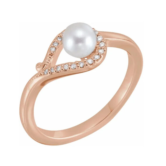 Pearl Ring, Diamond Accents - 6501 - Image 2