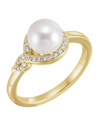 Pearl Ring With Diamond Accents - 6500