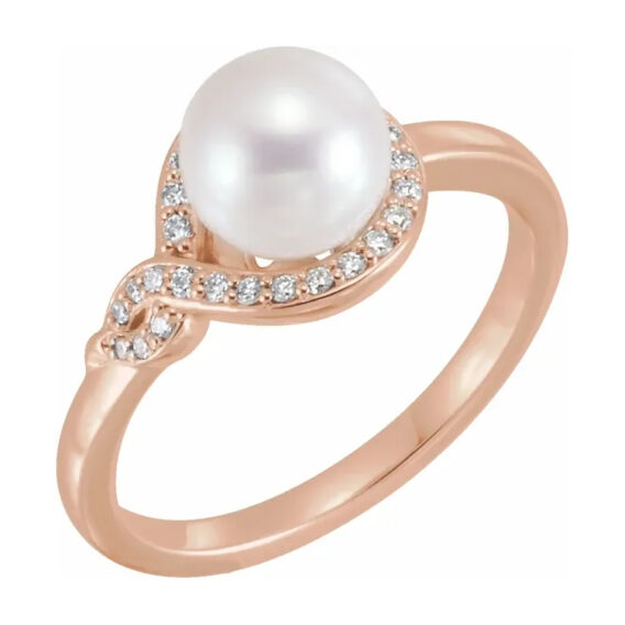 Pearl Ring With Diamond Accents - 6500 - Image 3