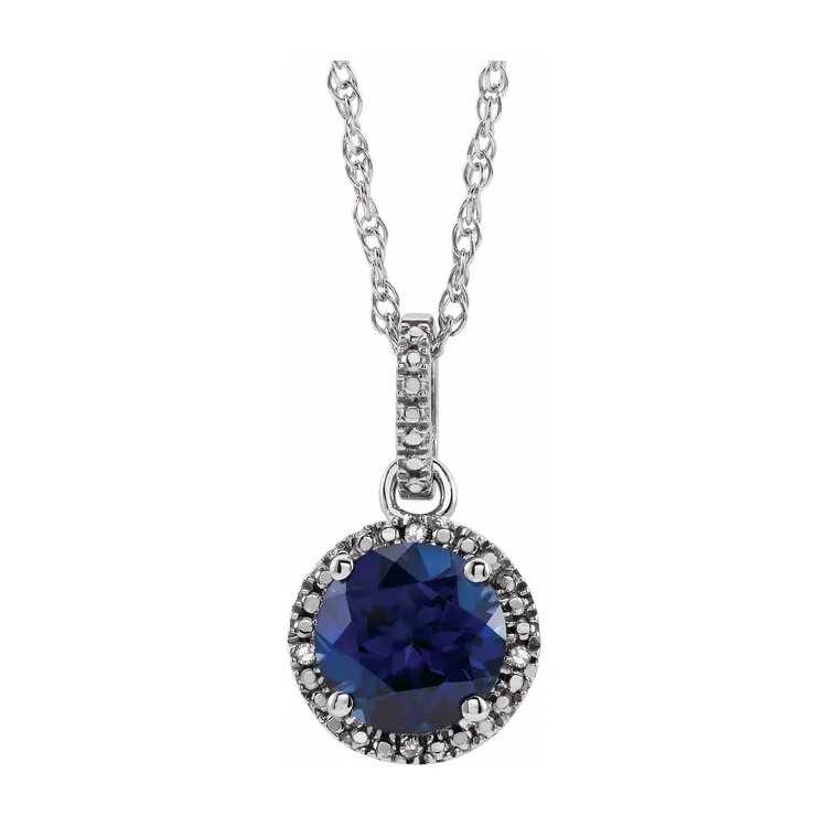 Birthstone Necklace, Rhodium-Plated Sterling Silver, Diamond Halo-Style - 652051 POPULAR CHOICE - Image 12