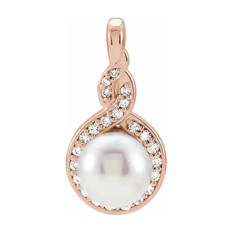 Pearl Pendant, Diamond Accented Style - 86625 - Image 2