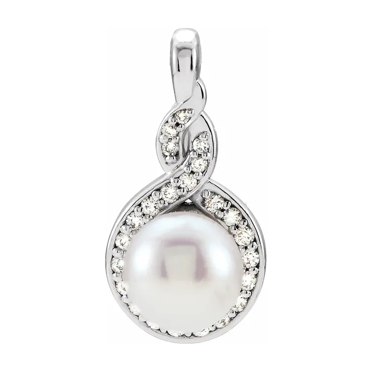 Pearl Pendant, Diamond Accented Style - 86625 - Image 3