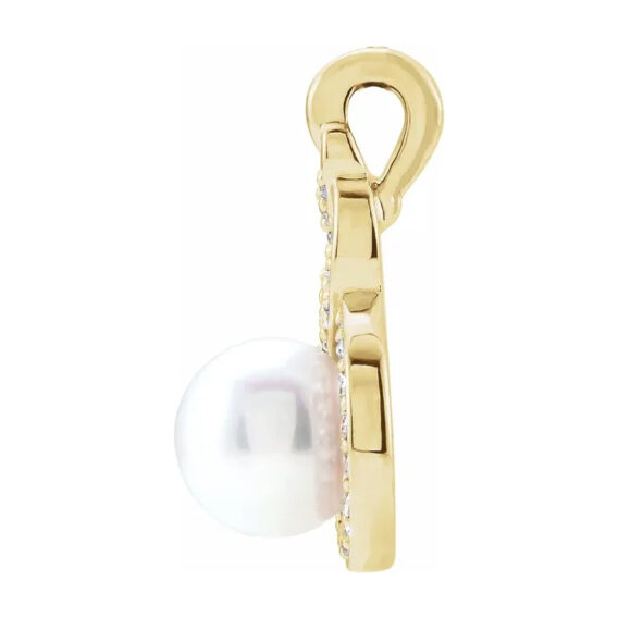 Pearl Pendant, Diamond Accented Style - 86625 - Image 4