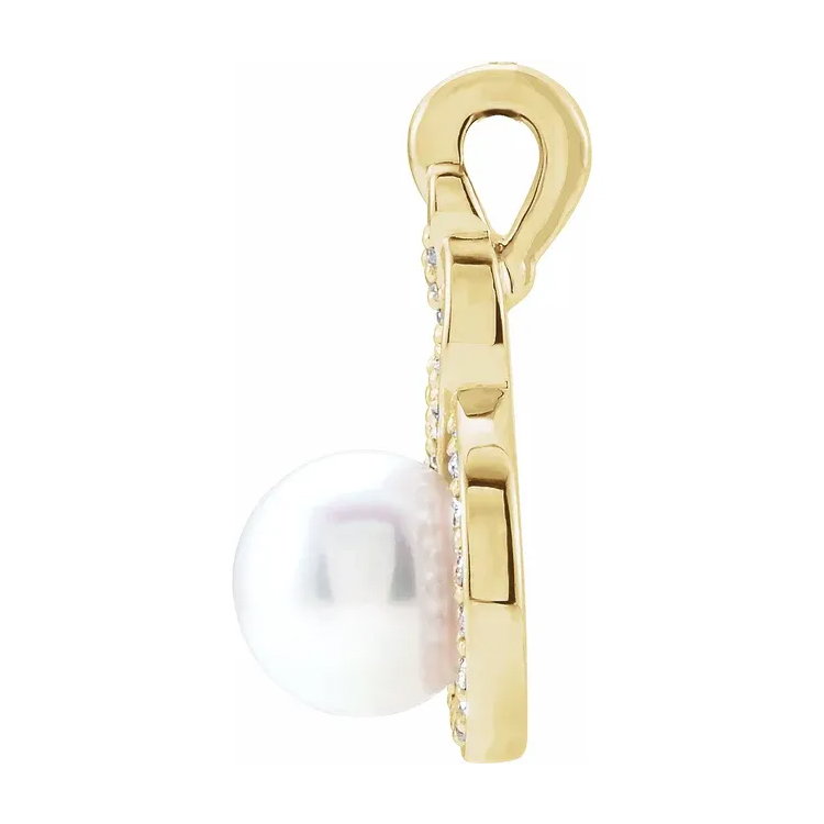 Pearl Pendant, Diamond Accented Style - 86625 - Image 4
