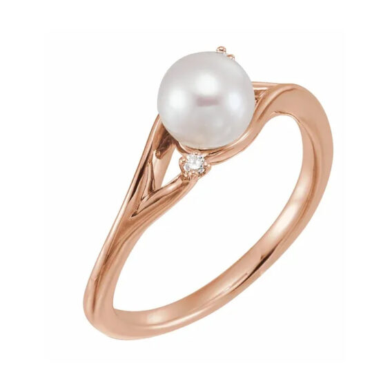 Pearl Ring with Diamond - 6502 - Image 3
