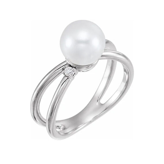 Pearl Ring, Negative Space Style - 6507 - Image 2