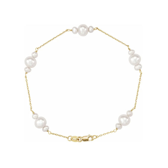 14K Yellow Gold Pearl Bracelet 65764 - POPULAR CHOICE