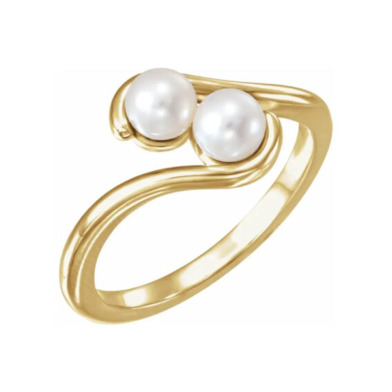 Pearl Ring, Two-Stone Style - 6509