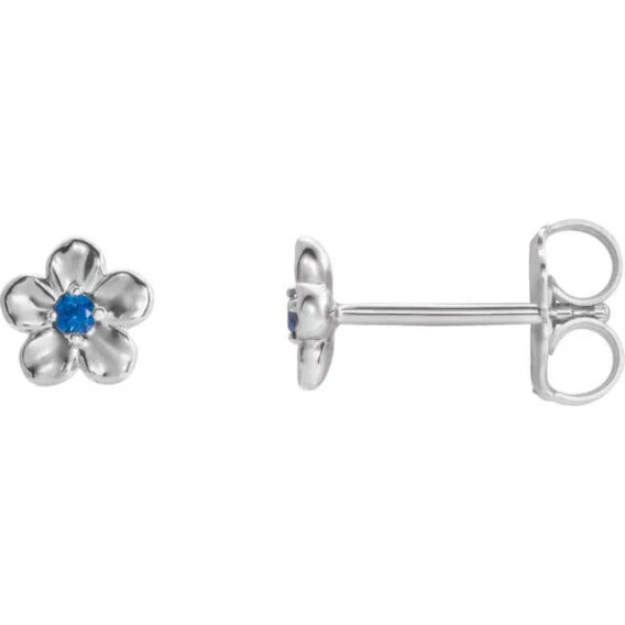 Youth Flower Birthstone Stud Earrings  - 86737 - Image 2