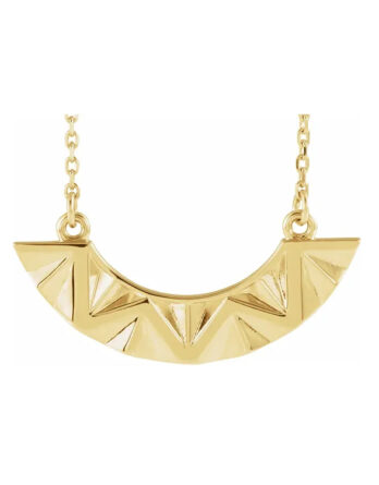 Bar Necklace, Curved Bar With Geometric Design - 86770
