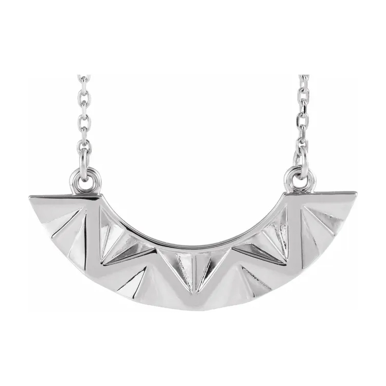 Bar Necklace, Curved Bar With Geometric Design - 86770 - Image 2