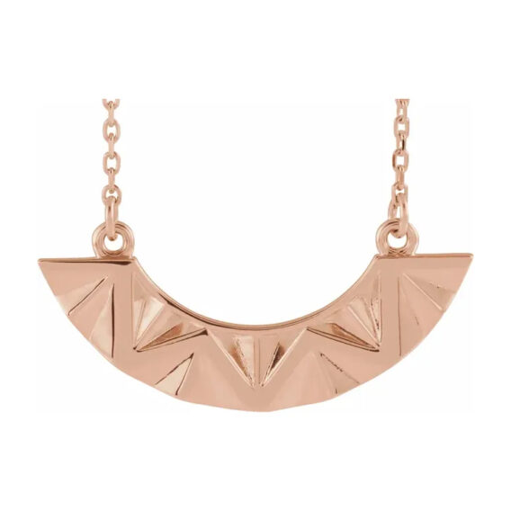 Bar Necklace, Curved Bar With Geometric Design - 86770 - Image 3
