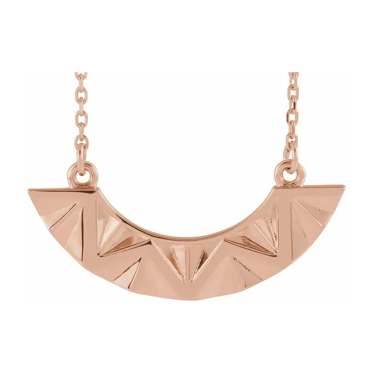 Bar Necklace, Curved Bar With Geometric Design - 86770 - Image 3