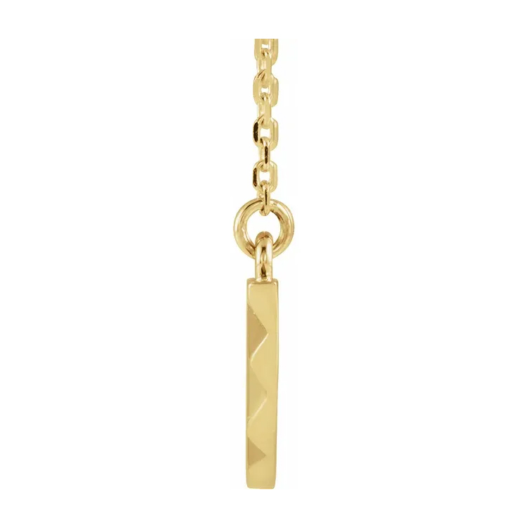 Bar Necklace, Curved Bar With Geometric Design - 86770 - Image 4