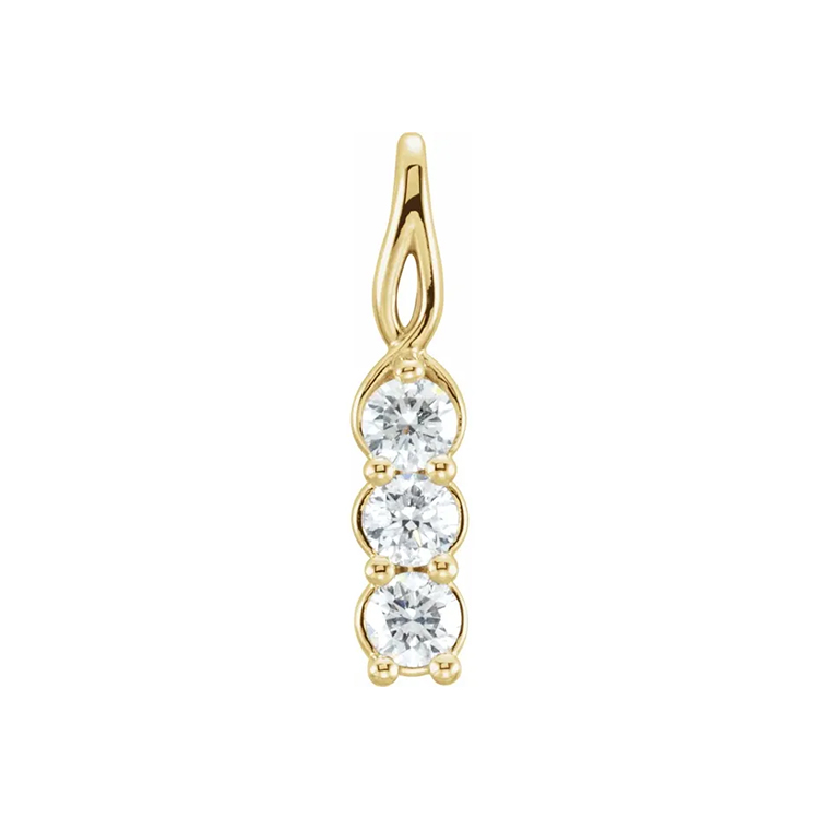 Diamond Pendant, Three-Stone Style - 85982 - Image 3