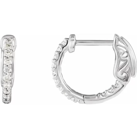 Diamond Hoop Earrings 650183 - Image 2