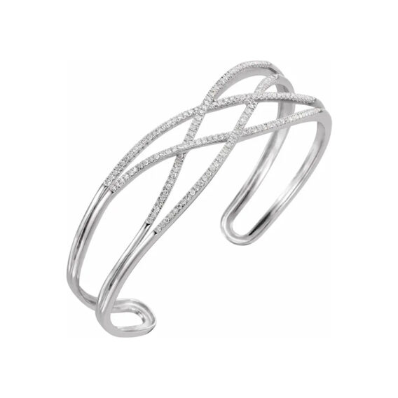 Cuff Bracelet, Diamond Criss-Cross Style - 652349 - Image 3