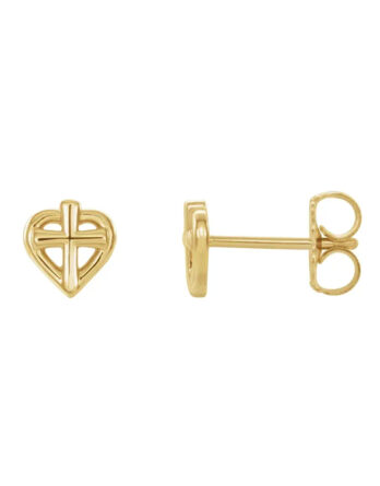 Youth Heart and Cross Stud Earrings - R17022