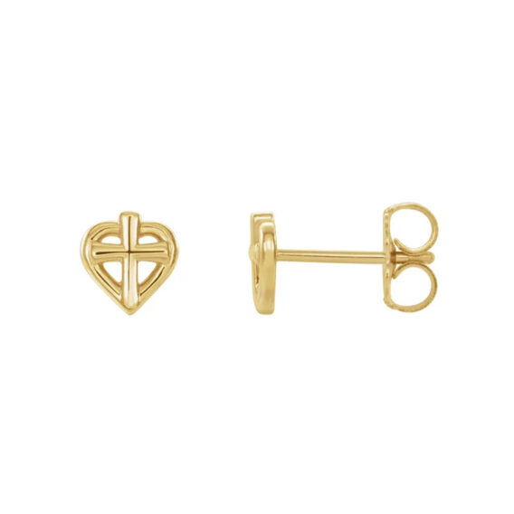 Youth Heart and Cross Stud Earrings - R17022