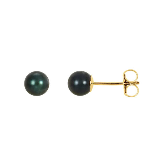 Black Akoya Pearl Stud Earrings 61104 - POPULAR CHOICE