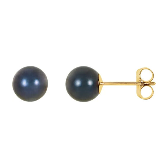 Black Akoya Pearl Stud Earrings 61104 - POPULAR CHOICE - Image 2