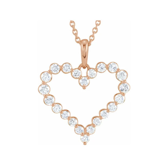 Natural Diamond Heart Necklace - 64960 - Image 4