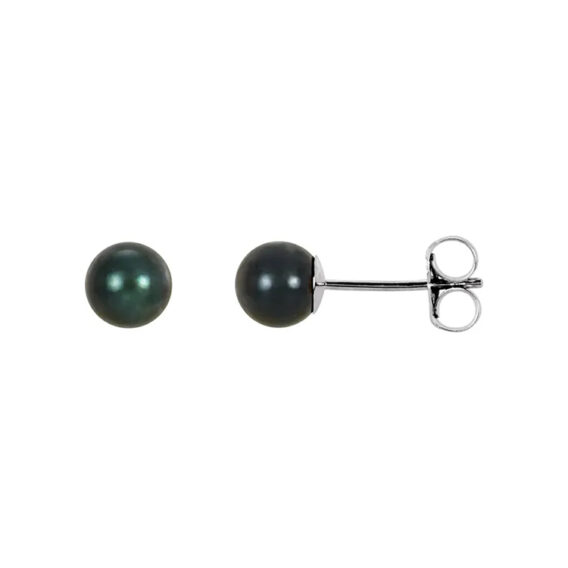 Black Akoya Pearl Stud Earrings 61104 - POPULAR CHOICE - Image 4