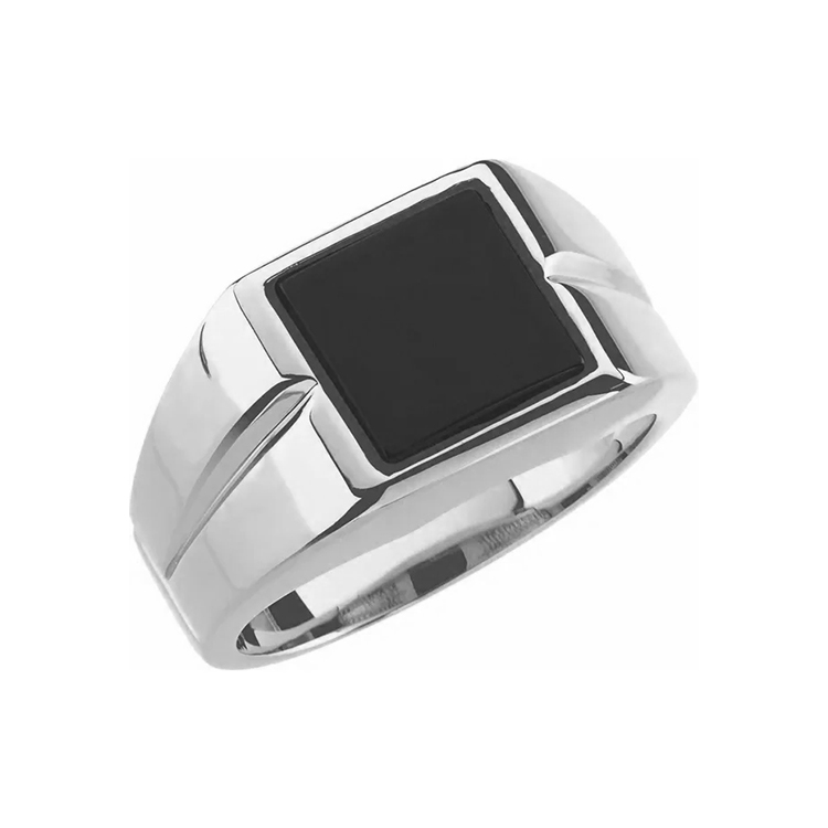 Mens Ring, Natural Black Onyx Style - 60689 POPULAR CHOICE - Image 4