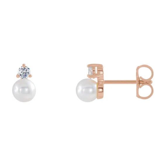 Stud Earrings, Diamond over Pearl Design - 86719 POPULAR CHOICE - Image 5