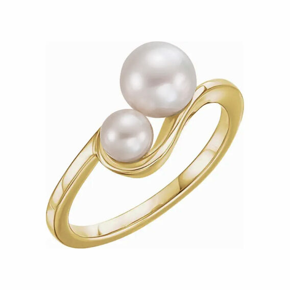 Pearl Ring, Two-Pearl Style - 6479