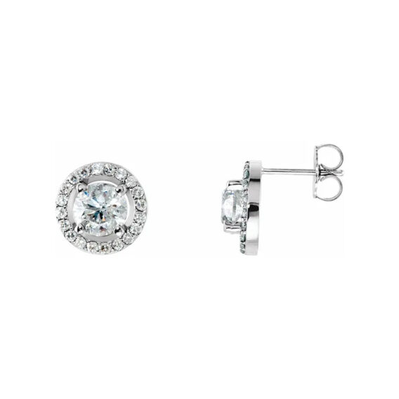 Diamond Earrings, Halo-Style Drop Earrings - 28308 - Image 2