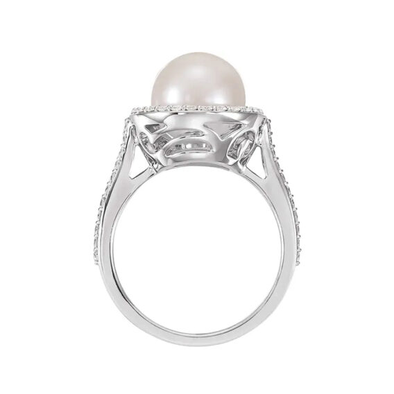 Pearl Ring, Diamond Halo-Style - 67407 - Image 2